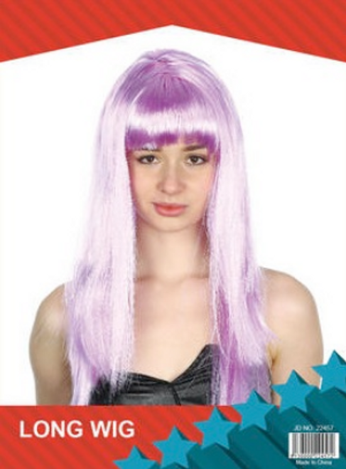 Long Straight Wig with Fringe Light Purple