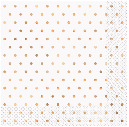 pk of 16 rose gold porka dot lunch Napkins