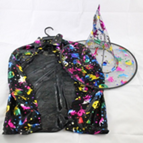 COLOURFUL WITCHES HAT & CAPE SET W/COLOUR CARD COLOURFUL WITCHES HAT & CAPE SET W/COLOUR CARD