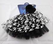 BLACK & SILVER  GIRLS HALLOWEEN TUTU & MINI HAT SET ON COLOUR CARD