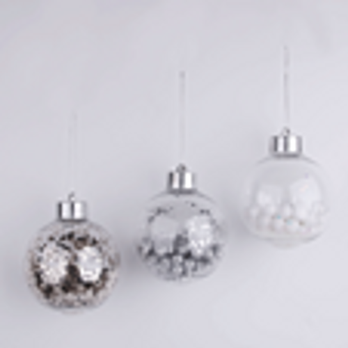 SKU311 3A 8CM Clear Baubles with Glitter inserts 1PC