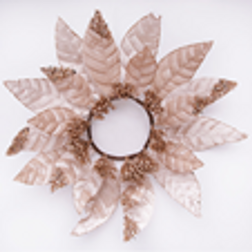 SKU049 Gold Poinsettia Candle Wreath 40CM