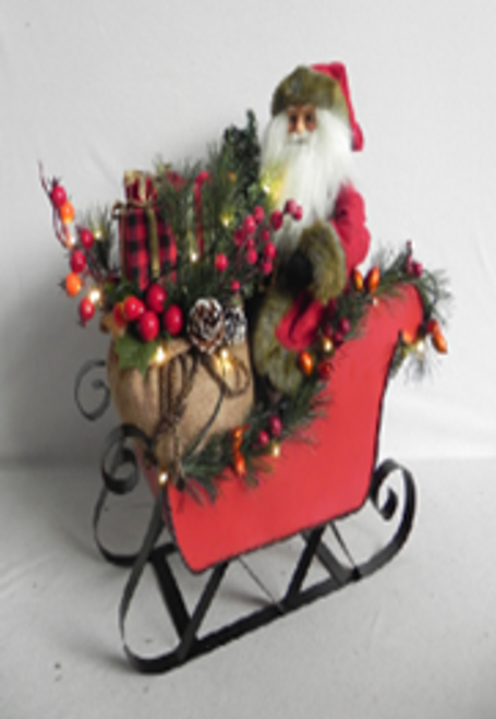santa on metal sleigh with light(15lights)