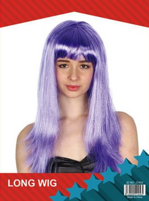 Long Straight Wig with Fringe Purple