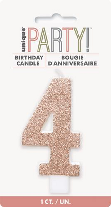 Numeral Candle 4 - Rose Gold