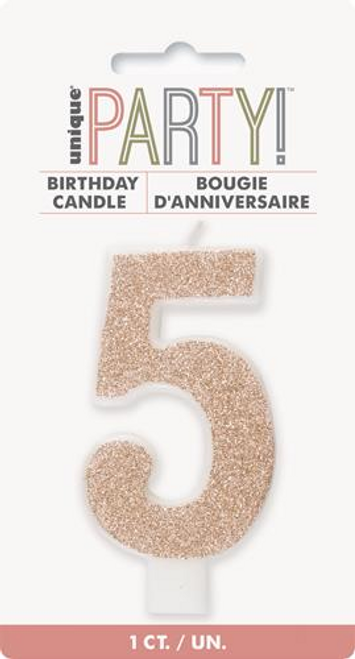 Numeral Candle 5 - Rose Gold