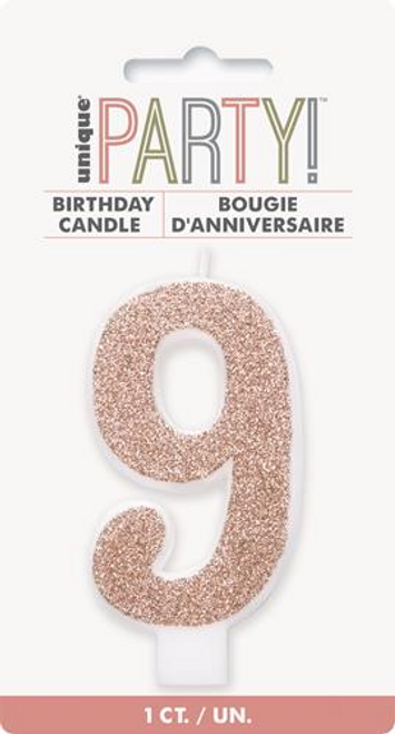 Numeral Candle 9 - Rose Gold