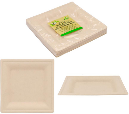 ECO Biodegradable Square Plate 16CM x 16CM (6")-20PK