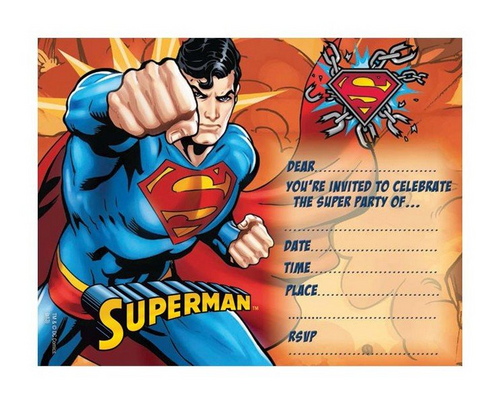 Superman Invitations 8pk