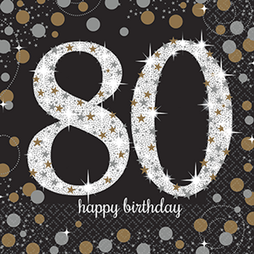 80 happy birthday black napkins