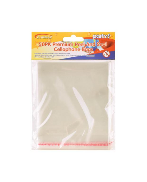 50PK Peal & Seal Cello Bags - 19CM x 12CM