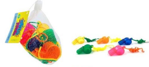 Loot Bag Party Fillers (Net Range) - Novelty Party Mini Whistles-5PK