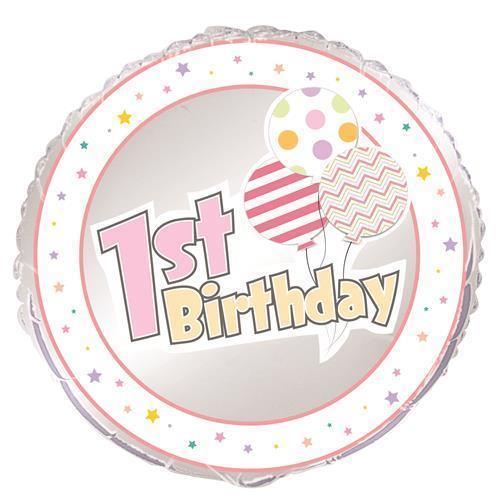 1ST BDAY GIRL 18" FOIL BLN PKG