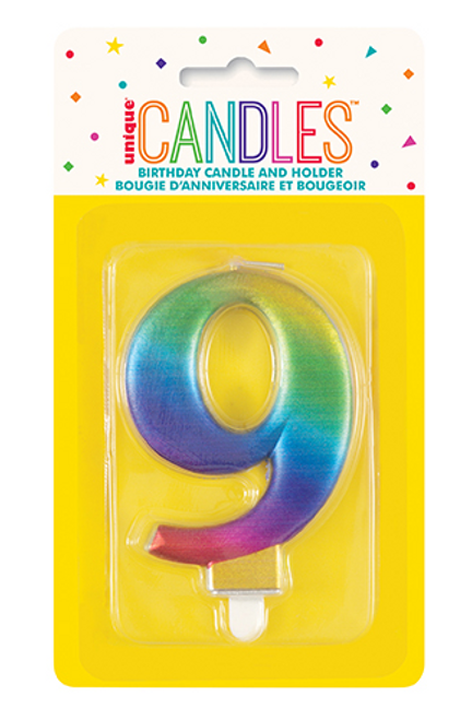 MET RAINBOW B'DAY CANDLE - NUMBER 9