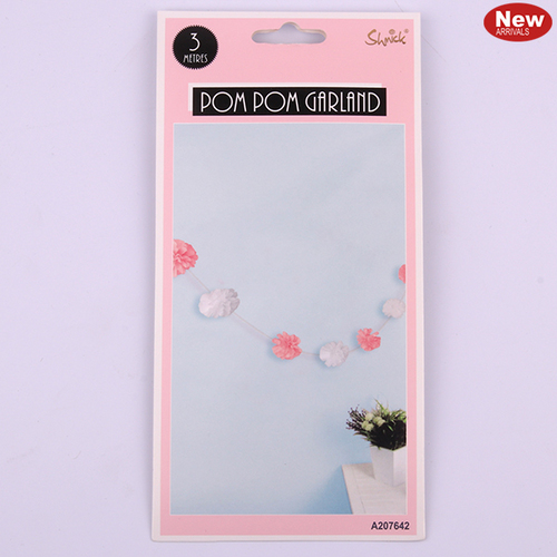 3m Pink Pom Pom Puff Garland