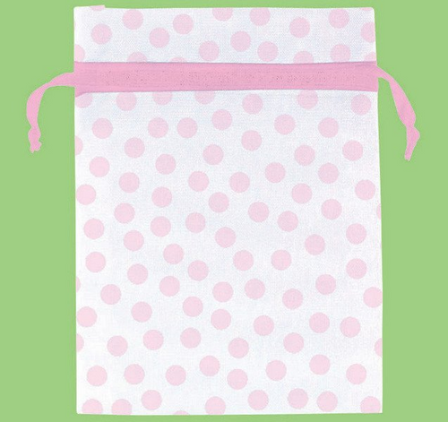 Baby Shw Pink Pink Dots Organza Bags 12ct