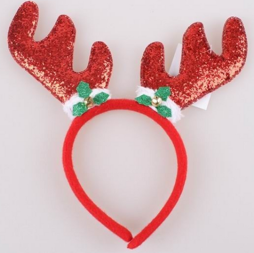 HEADBAND ANTLER RED GLITTER ADULT