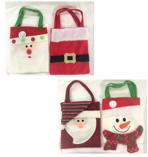 XMAS GIFT SACK PLUSH 31.75X20.32X22.86CMH W/O HANDLE 4ASST DESIGNS 1PC