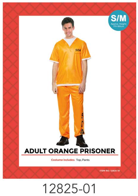 Adult Orange Prisoner Man Costume (S/M)