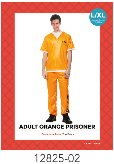 Adult Orange Prisoner Man Costume (L/XL)