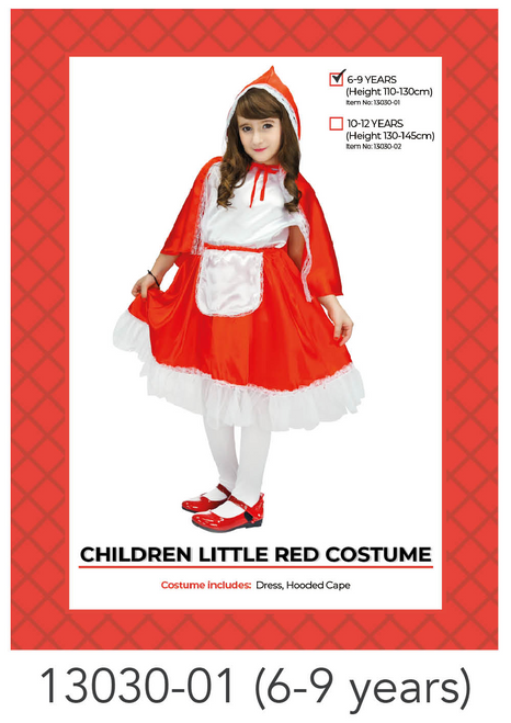 Children Little Red Riding Hood Costume (6-9 years)