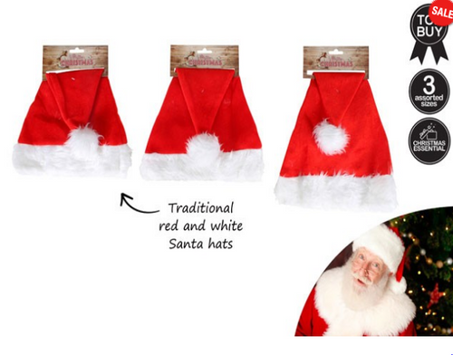 SANTA HAT DLX HANGSELL 44 x 30CM