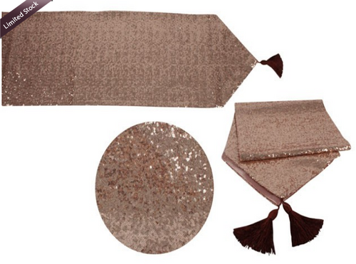 SEQUIN XMAS TABLE RUNNER ROSE GOLD 150CM x 33CM
