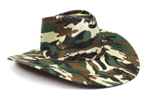 Camouflage Cowboy Hat Green, Brown & Beige