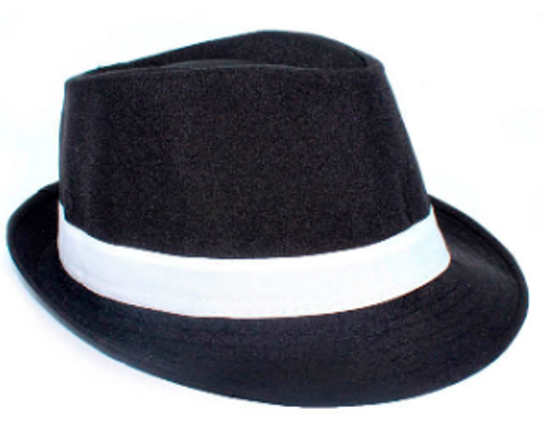 Trilby Hat (Black With White Ribbon)