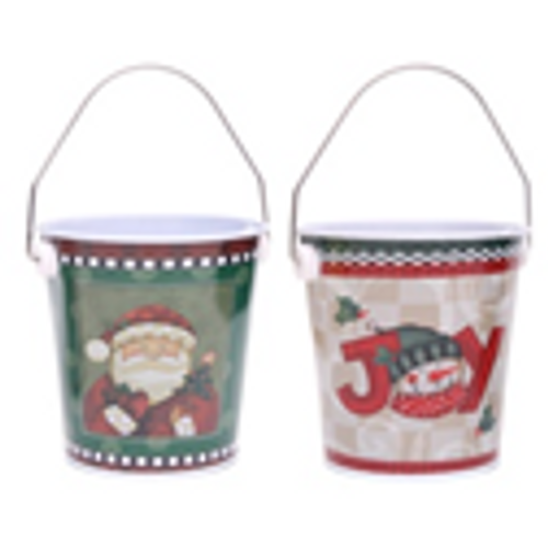 2A METAL CHRISTMAS BUCKETS 10X10X8CM 1PC