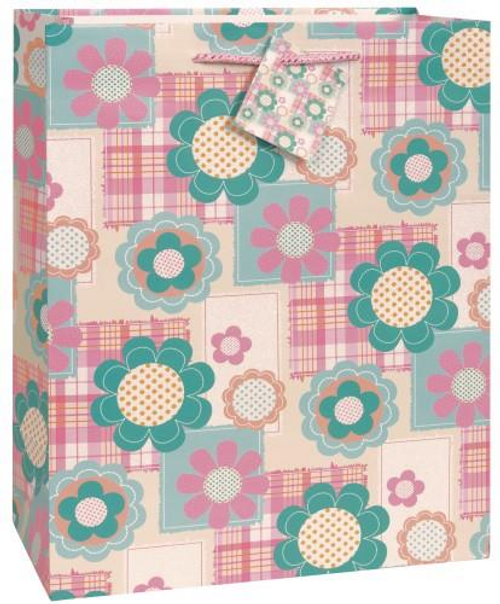 GIFT BAG - PLAID FLOWERS LARGE