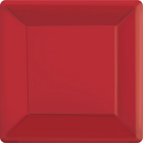 Ppr Plates 10in/26cm Squ 20CT* Red