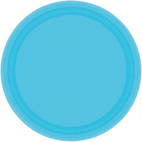 Ppr Plates 7in/17cm Rnd 20CT-Carib Blue