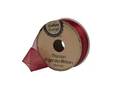 ORGANZA MAROON RIBBON25MMX5M