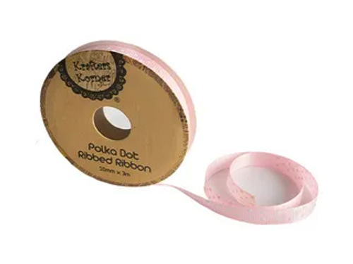 1CMX3M PINK WHITE DOT RIBBON