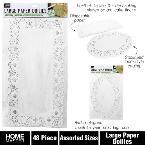 Doilies Large Paper Assorted Sizes 48pc