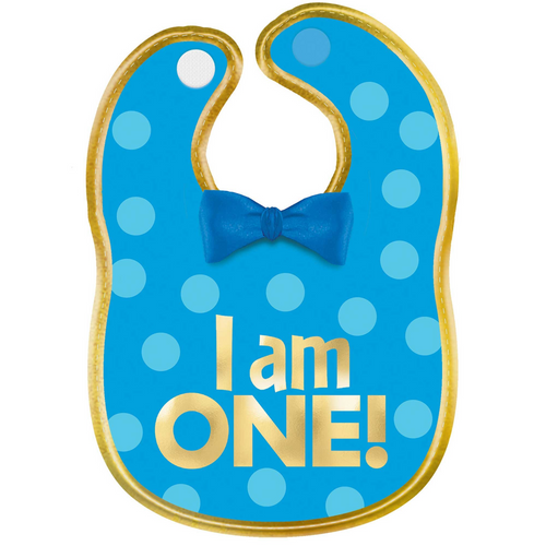 1st BDAY Blue Fabric Bib