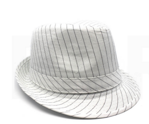 Trilby Hat with Stripe Design (White)