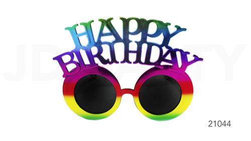 Party Glasses Happy Birthday Rainbow Metallic