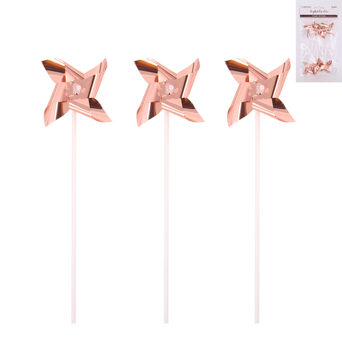 *6 Metallic Pink Windmill Topper