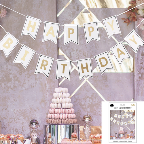 *White & Gold Foil Birthday Bunting