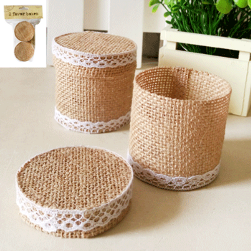 2pk Hessian Favor Box with Lace (6cm x 6cm x 6cm)