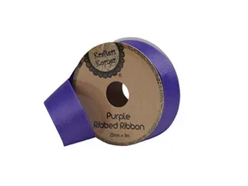 RIBBED PURPLE RIBBON 25MMX3M