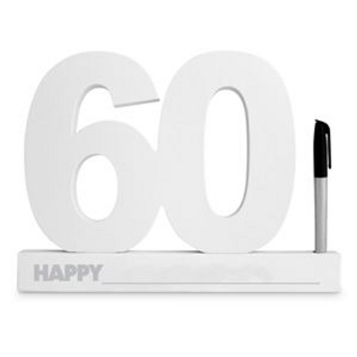 60TH BIRTHDAY SIGNATURE BLOCK WHITE Black Marker