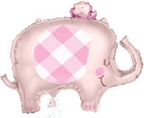 PINK GINGHAM ELEPHANT FOIL BALLOON