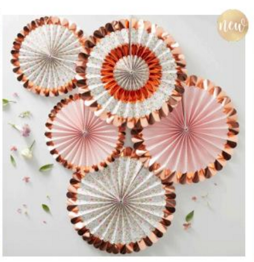 Ditsy Floral Fan Decorations Floral 5 Pk