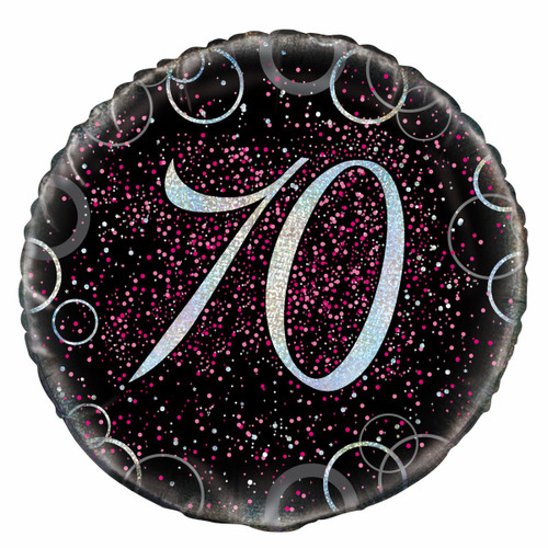 GLITZ PINK 70TH BIRTHDAY 45CM (18") FOIL BALLOON