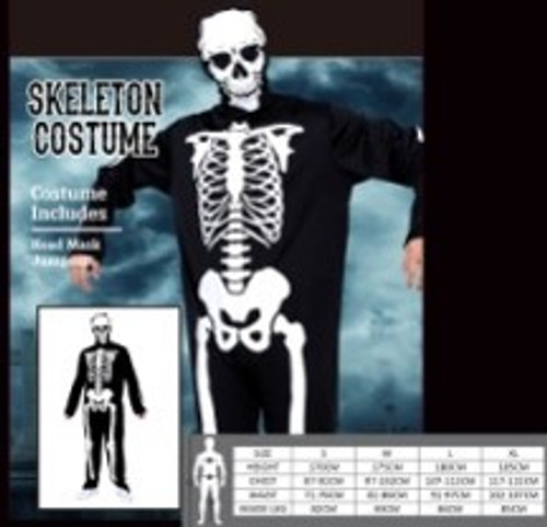 SKELETON COSTUME-2A SIZE (LRG & X-LRG) SKELETON COSTUME-2A SIZE (LRG & X-LRG)