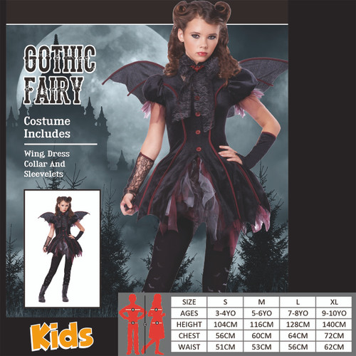 GOTHIC FAIRY GIRL COSTUME-2A SIZE (LRG & XLRG)