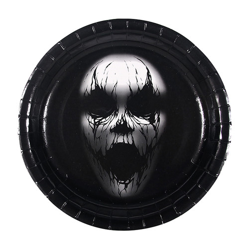 GHOUL FACE DESSERT PLATES - 12PK/18CM